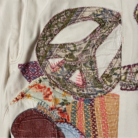 Free People Sunnies Patched Boyfriend Jeans Ivory Size 26 - Picture 9 of 12